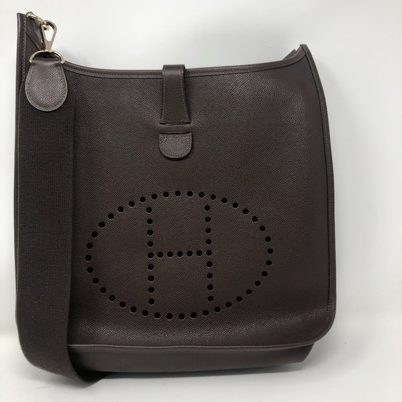 HERMES Evelyne Dark Brown Crossbody - Picture 1 of 13